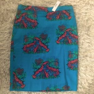 J Crew lobster print No. 2 pencil skirt 8 NWT